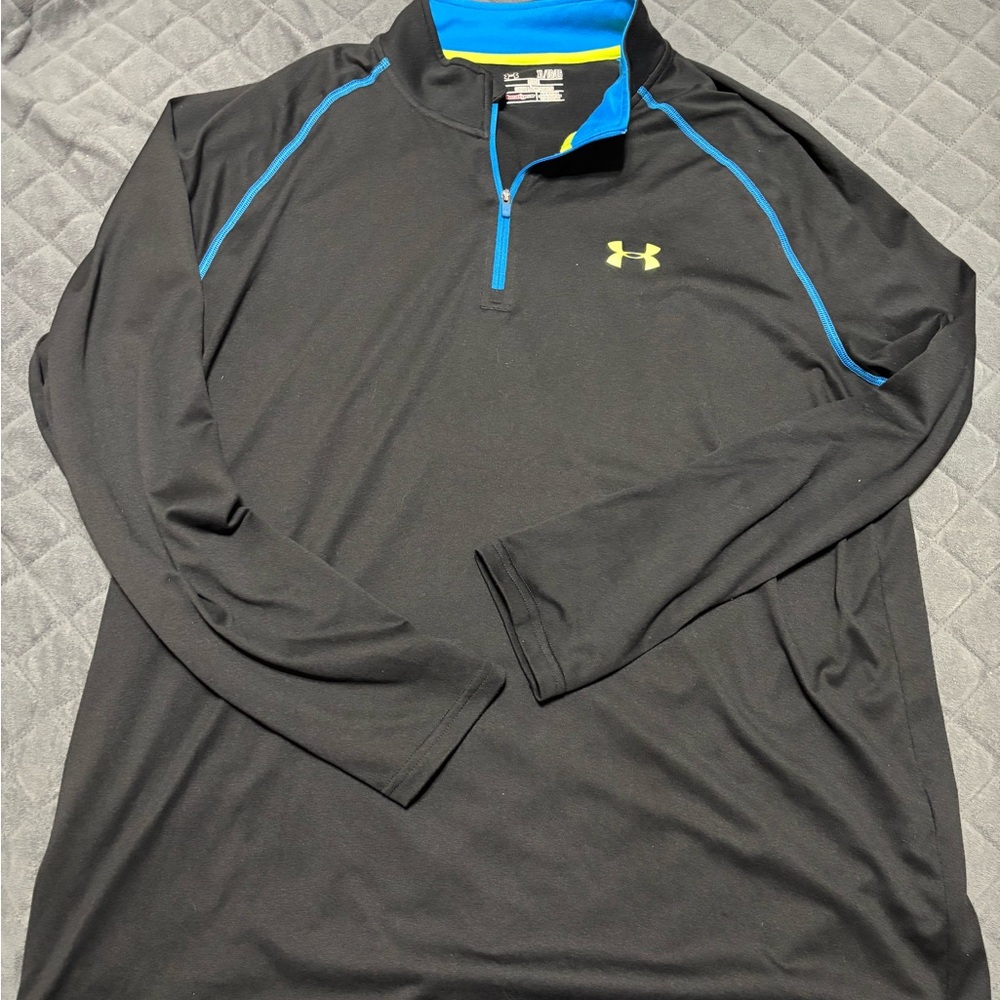Under Armour Black and Blue Quarter Zip Shirt